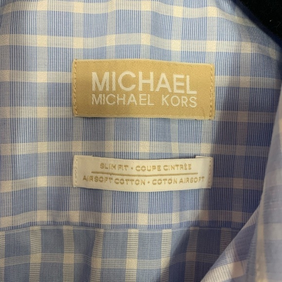 Michael Michael Kors Men’s Slim Fit  Button Front Shirt Size 14.5 32/33 Non Iron - Picture 3 of 5